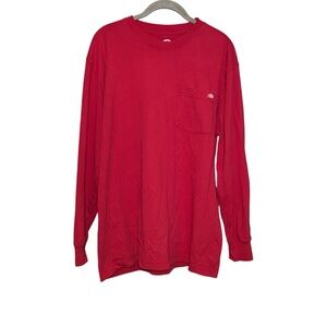 Dickies Heavyweight Long Sleeve Pocket T-Shirt Crew Neck Tagless 100% Cotton